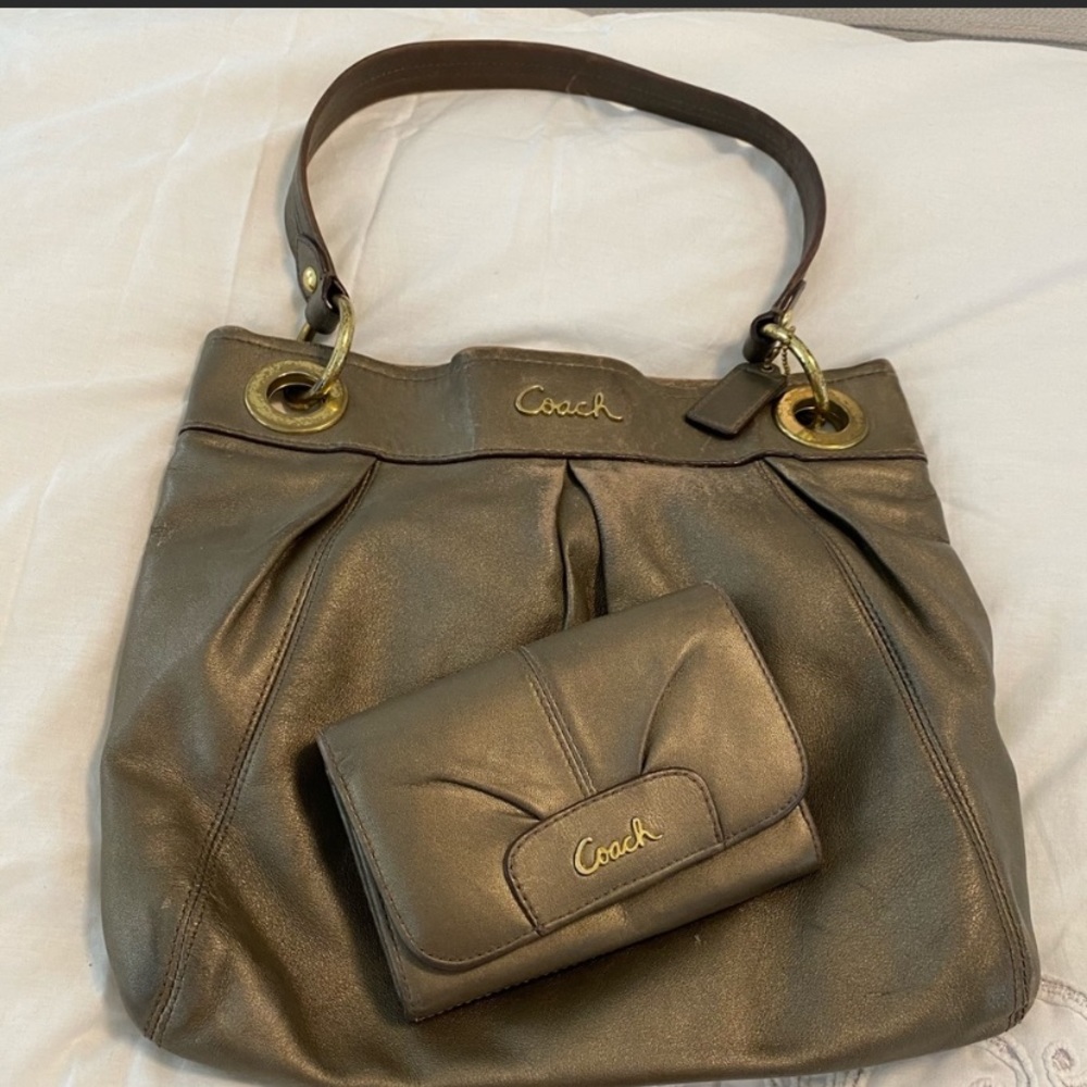 Authentic Coach leather hobo and wallet